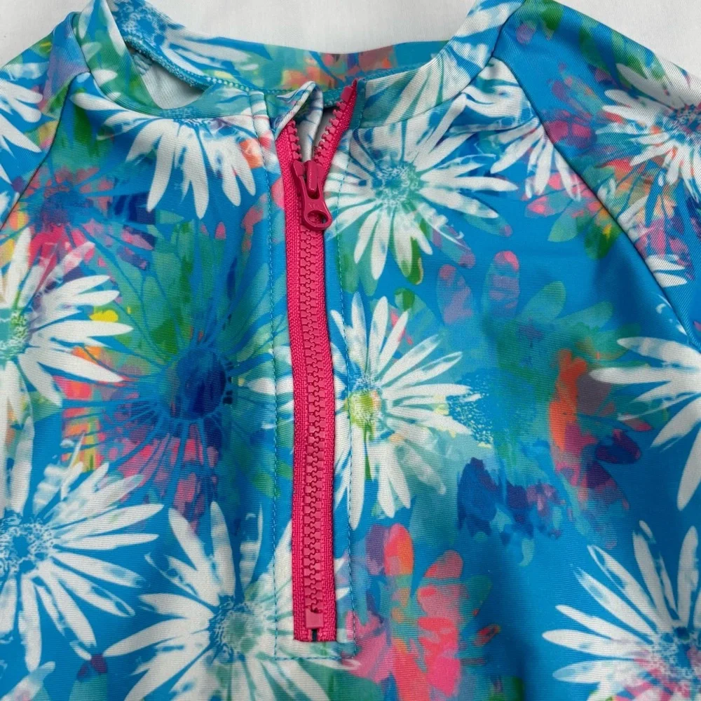 Cat & Jack Blue Floral Swimsuit Long Sleeve